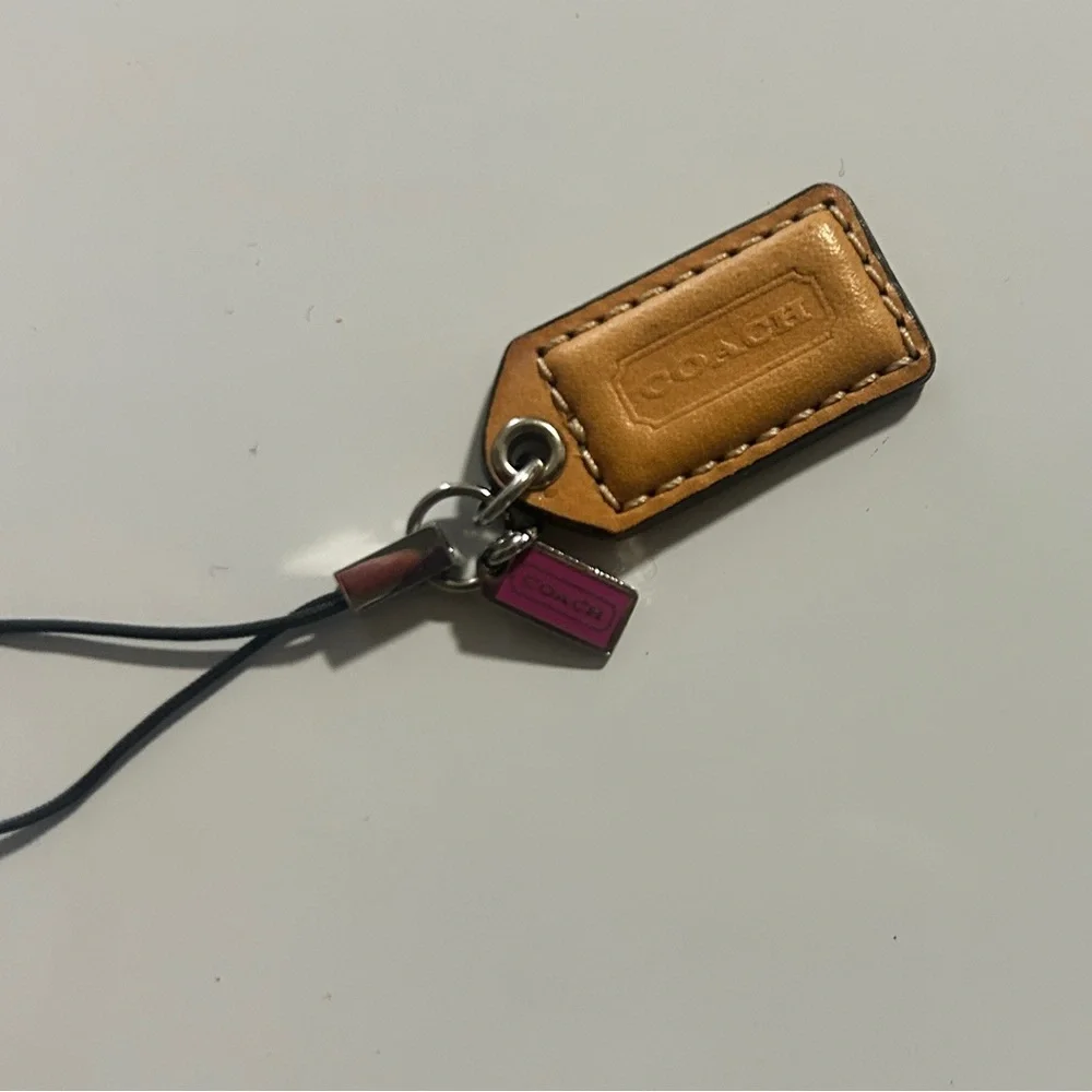 Coach Tan Leather Bag Tag Accessory